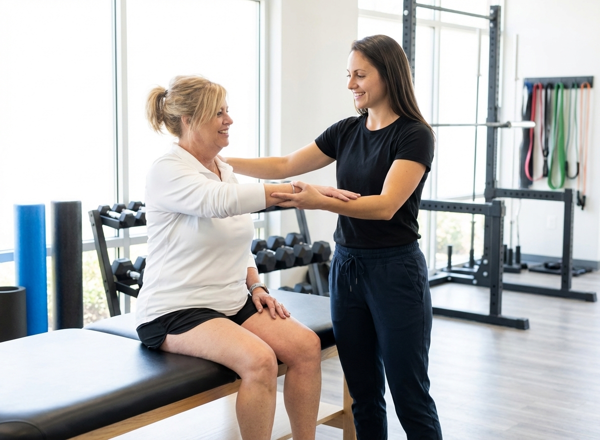 Patient working with a provider at a performance physical therapy clinic in Mooresville